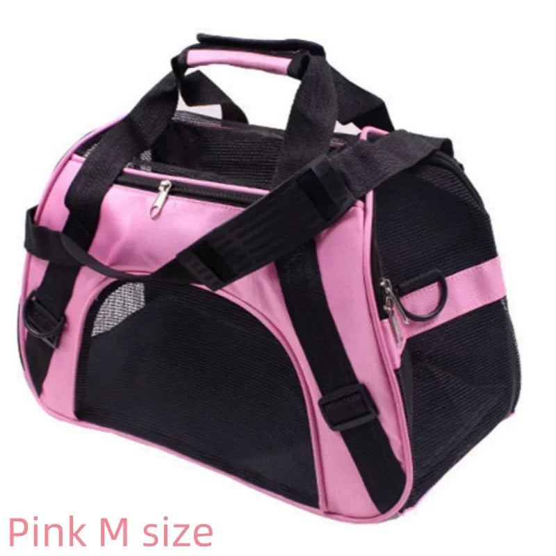 Portable Foldable Pet Travel Bag – 4-Sided Mesh Carrier for Cats & Dogs (Crossbody/Backpack Style)
