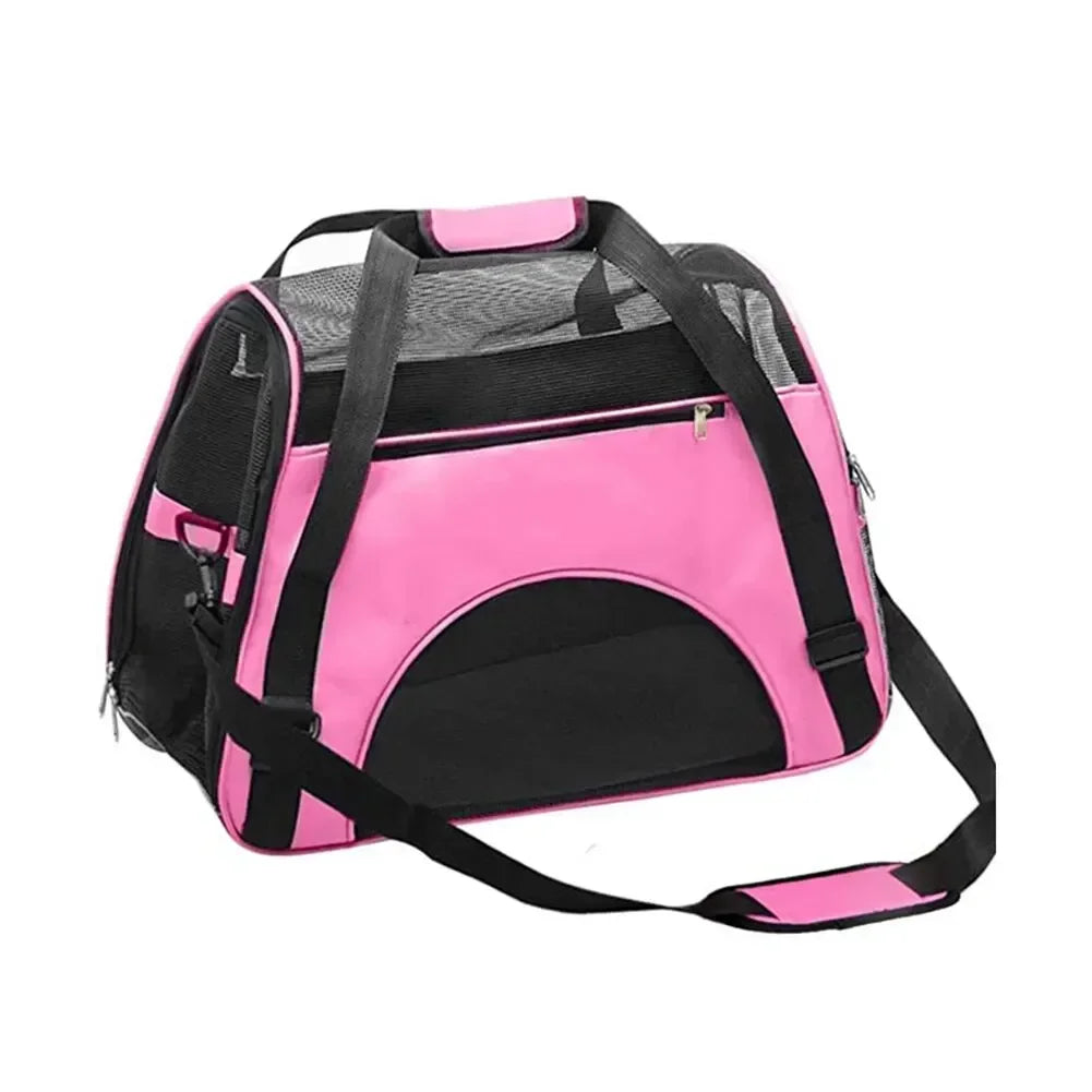 Portable Foldable Pet Travel Bag – 4-Sided Mesh Carrier for Cats & Dogs (Crossbody/Backpack Style)