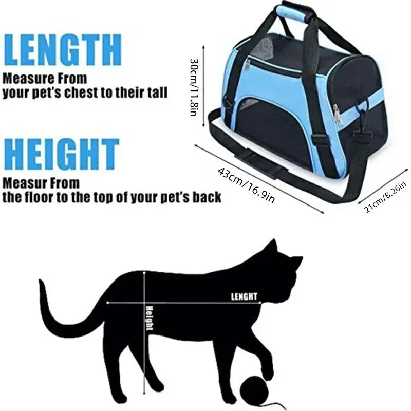 Portable Foldable Pet Travel Bag – 4-Sided Mesh Carrier for Cats & Dogs (Crossbody/Backpack Style)