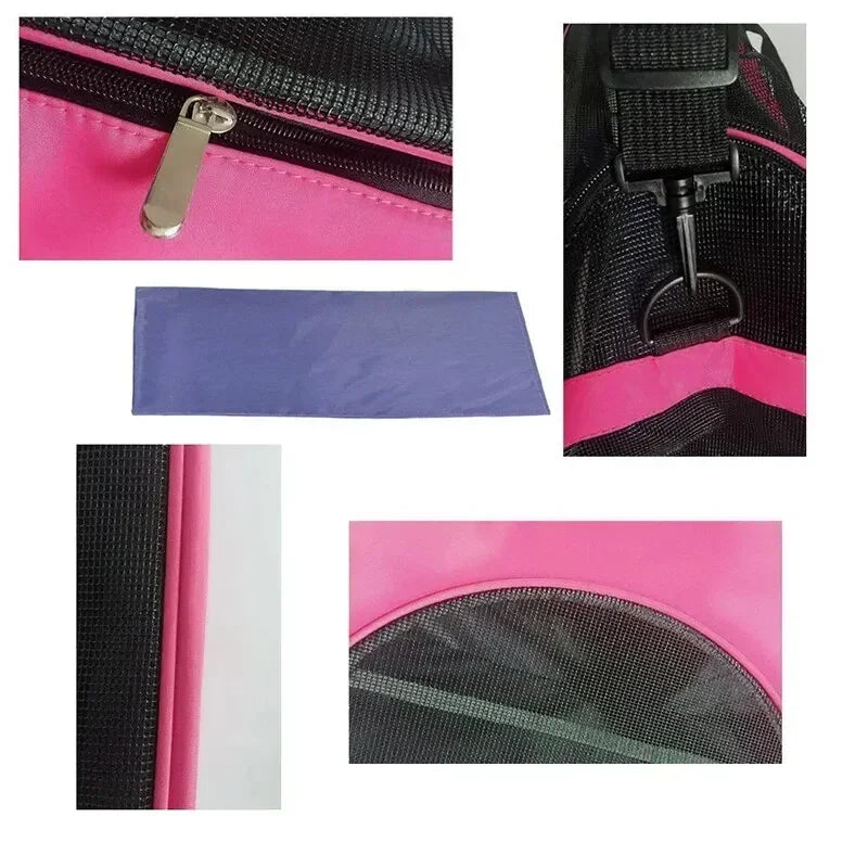 Portable Foldable Pet Travel Bag – 4-Sided Mesh Carrier for Cats & Dogs (Crossbody/Backpack Style)