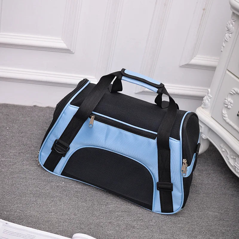 Portable Foldable Pet Travel Bag – 4-Sided Mesh Carrier for Cats & Dogs (Crossbody/Backpack Style)