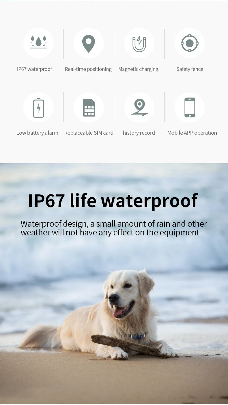 Waterproof GPS Tracker Pet Collar – Keep Your Pets Safe Anywhere, Anytime!