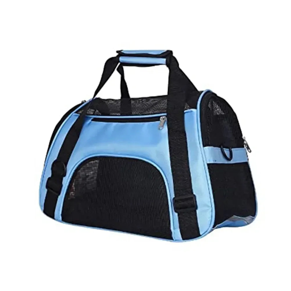 Portable Foldable Pet Travel Bag – 4-Sided Mesh Carrier for Cats & Dogs (Crossbody/Backpack Style)