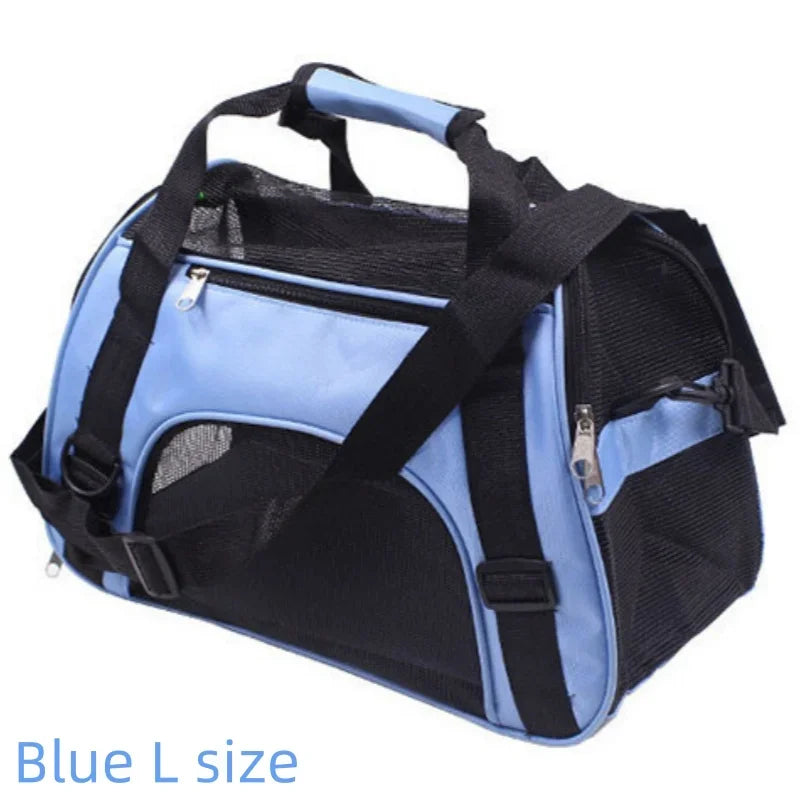 Portable Foldable Pet Travel Bag – 4-Sided Mesh Carrier for Cats & Dogs (Crossbody/Backpack Style)