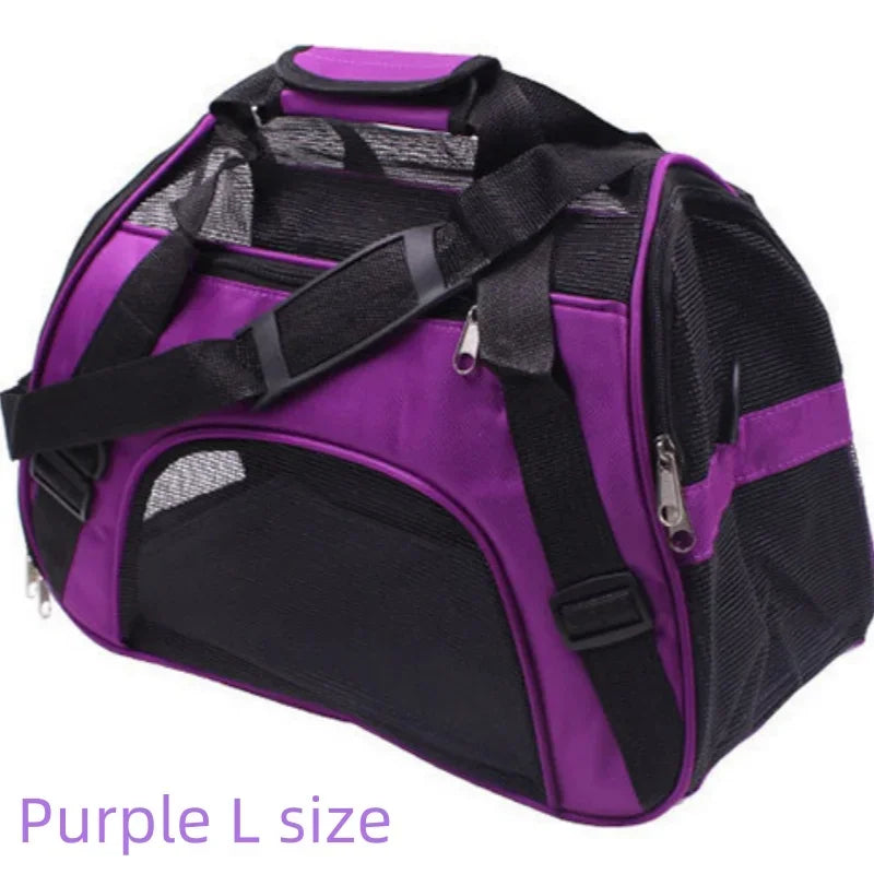 Portable Foldable Pet Travel Bag – 4-Sided Mesh Carrier for Cats & Dogs (Crossbody/Backpack Style)