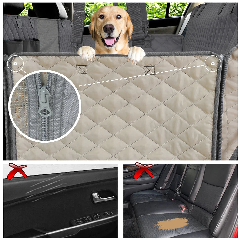 PETRAVEL Waterproof Dog Car Seat Cover – Hammock Style, Non-Slip Back Seat Protector for Medium & Large Dogs, Scratch-Resistant & Easy to Clean