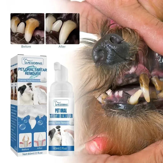 Pet Tartar Remover Foam – Natural Plaque Cleaner & Breath Freshener for Dogs & Cats