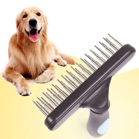 2-in-1 Deshedding & Dematting Brush – Pet Grooming Rake for Long & Short Hair