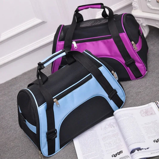 Portable Foldable Pet Travel Bag – 4-Sided Mesh Carrier for Cats & Dogs (Crossbody/Backpack Style)